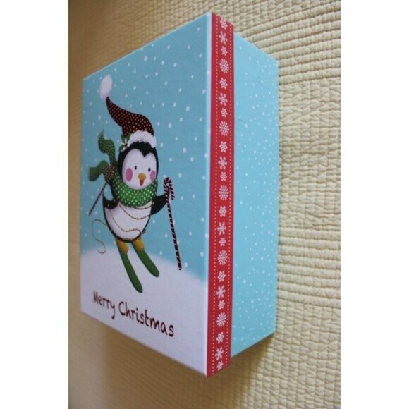 Christmas Gift Box w/ Lid Penguin Snow Globe - Picture 2 of 5